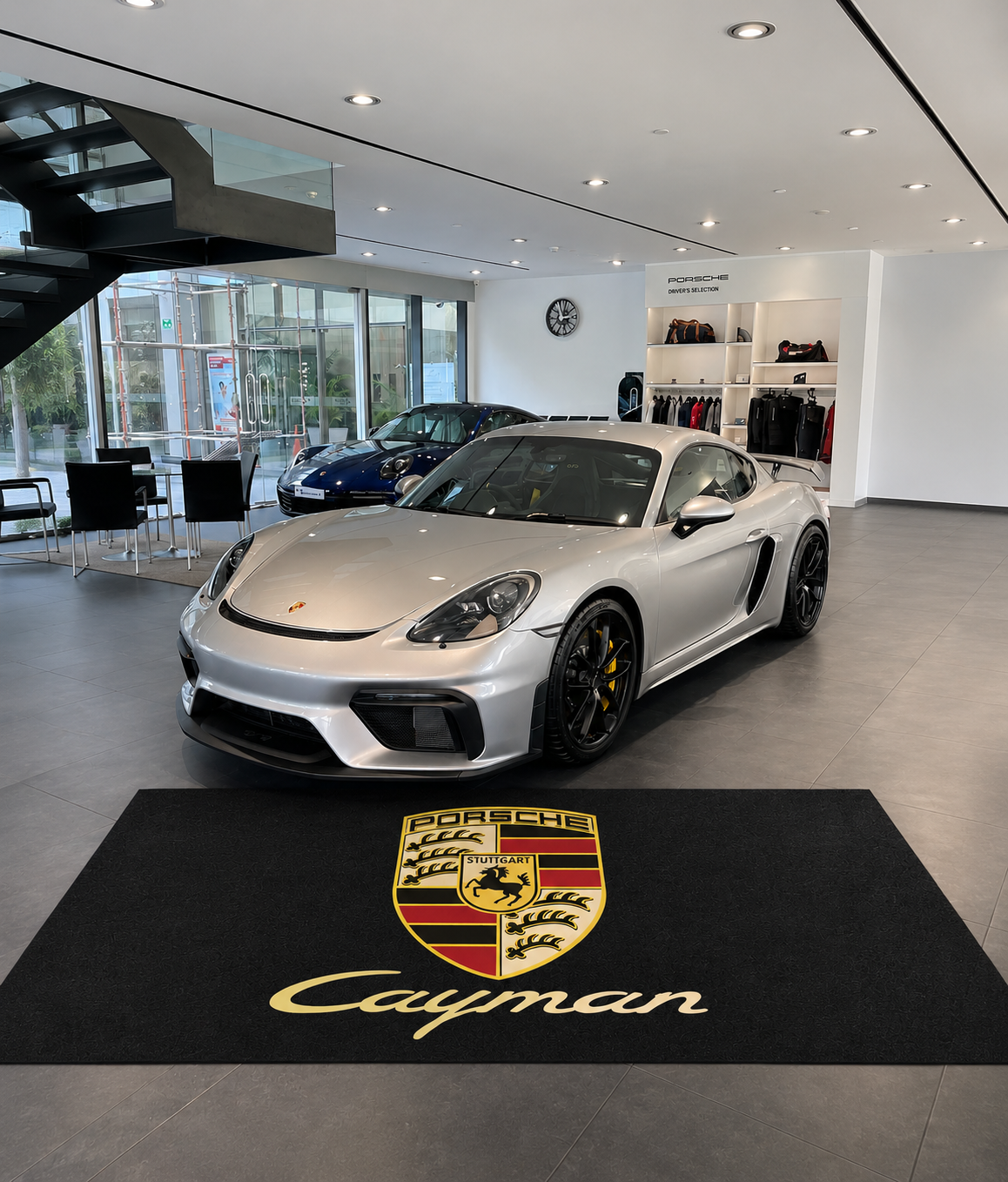 Porsche Cayman Garage Floor Mat 5x7 FT (60x87 Inches) Premium Showroom Rug Wall Decor