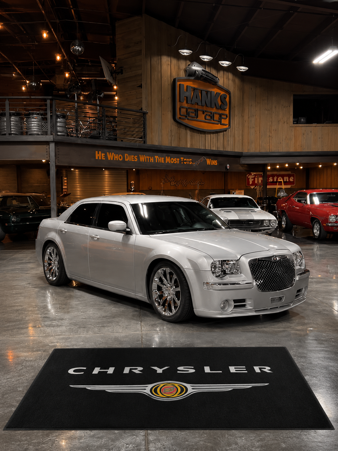 Chrysler Garage Floor Mat 5x7 FT (60x87 Inches) Premium Showroom Rug Wall Decor