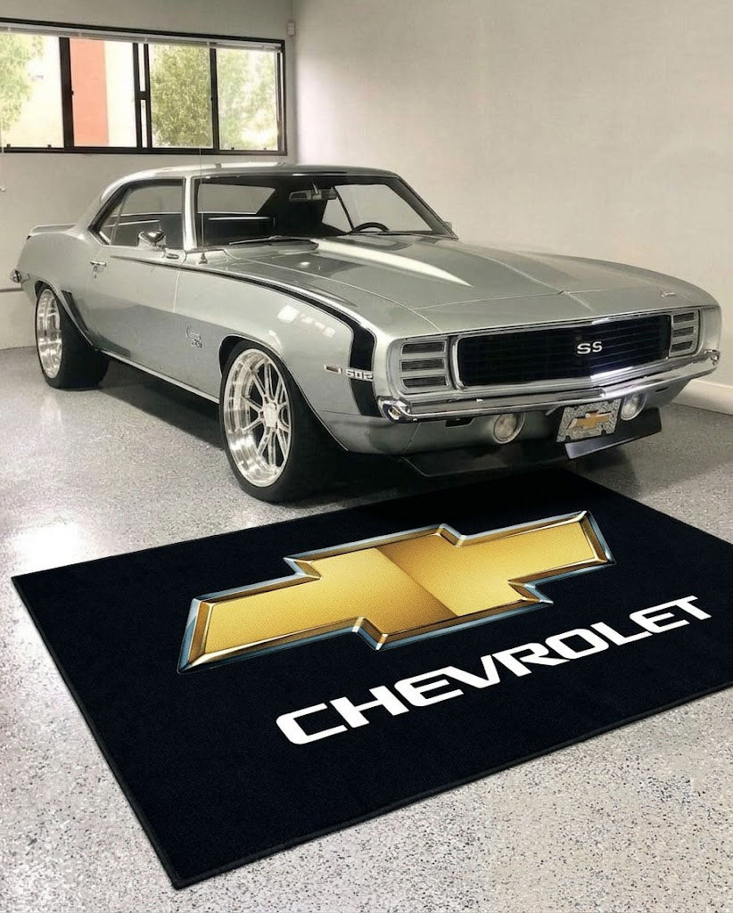 Chevrolet Garage Floor Mat 5x7 FT (60x87 Inches) Premium Showroom Rug Wall Decor