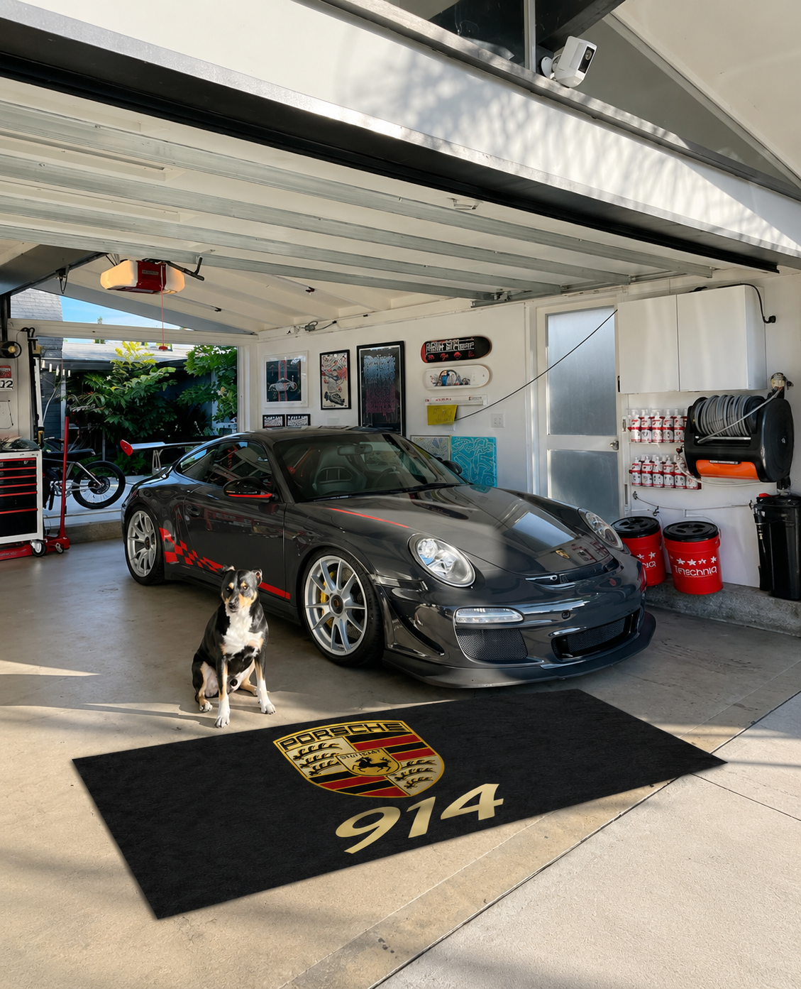 Porsche 914 Garage Floor Mat 5x7 FT (60x87 Inches) Premium Showroom Rug Wall Decor