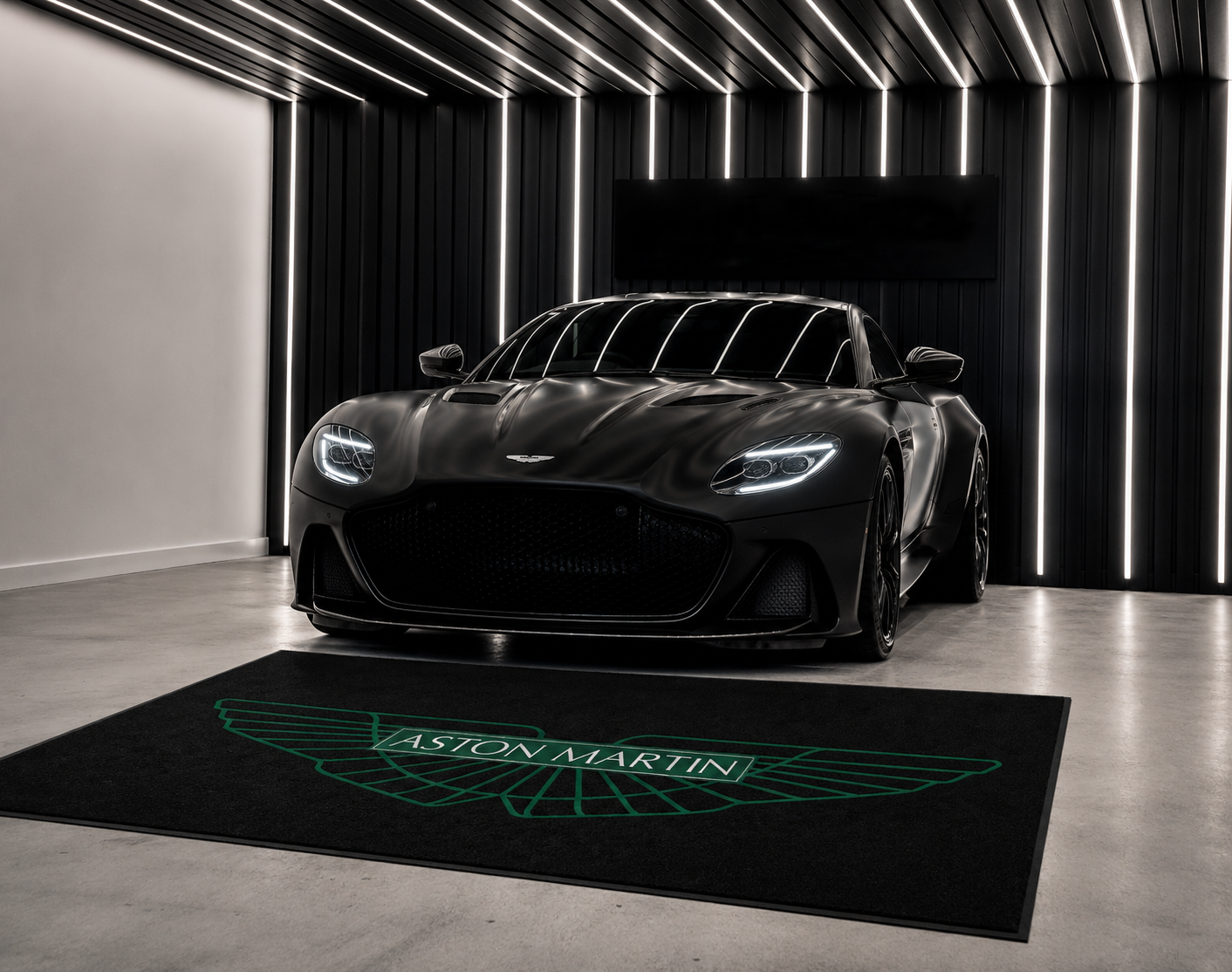 Aston Martin Garage Floor Mat 5x7 FT (60x87 Inches) Premium Showroom Rug & Wall Decor