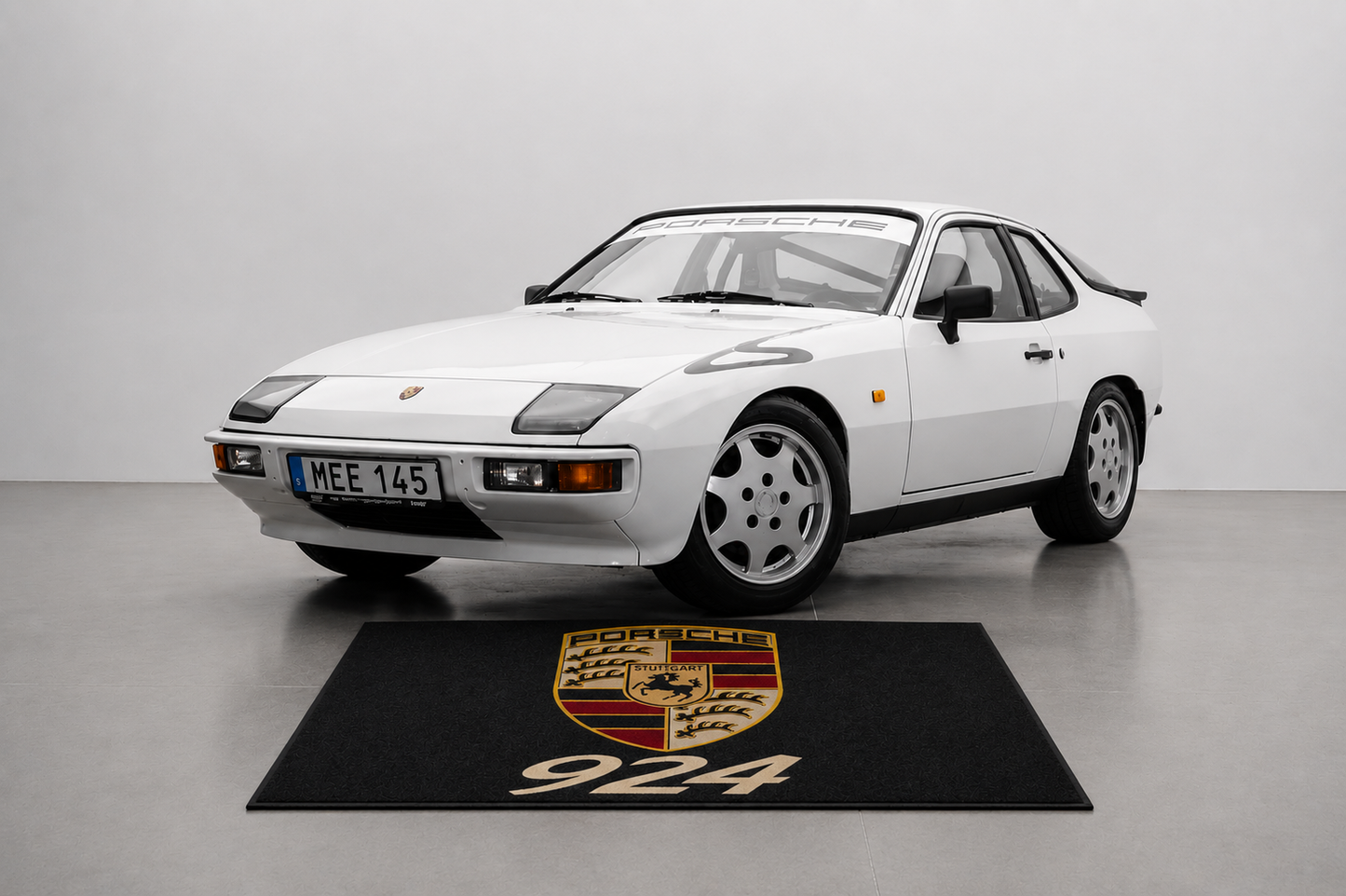 Porsche 924 Garage Floor Mat 5x7 FT (60x87 Inches) Premium Showroom Rug Wall Decor