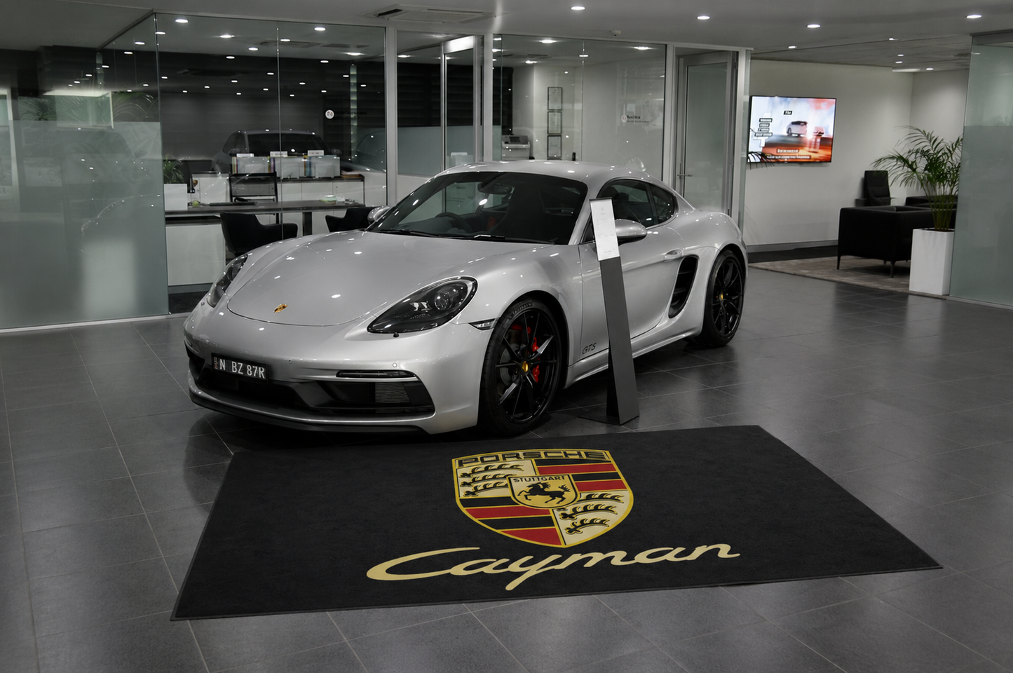 Porsche Cayman Garage Floor Mat 5x7 FT (60x87 Inches) Premium Showroom Rug Wall Decor