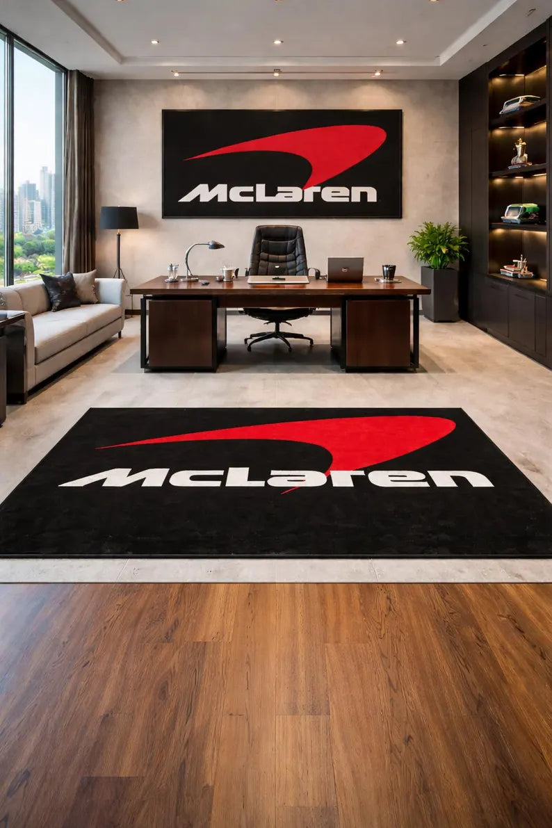 McLaren Garage Floor Mat 5x7 FT (60x87 Inches) Premium Showroom Rug & Wall Decor Luxury Racing Style