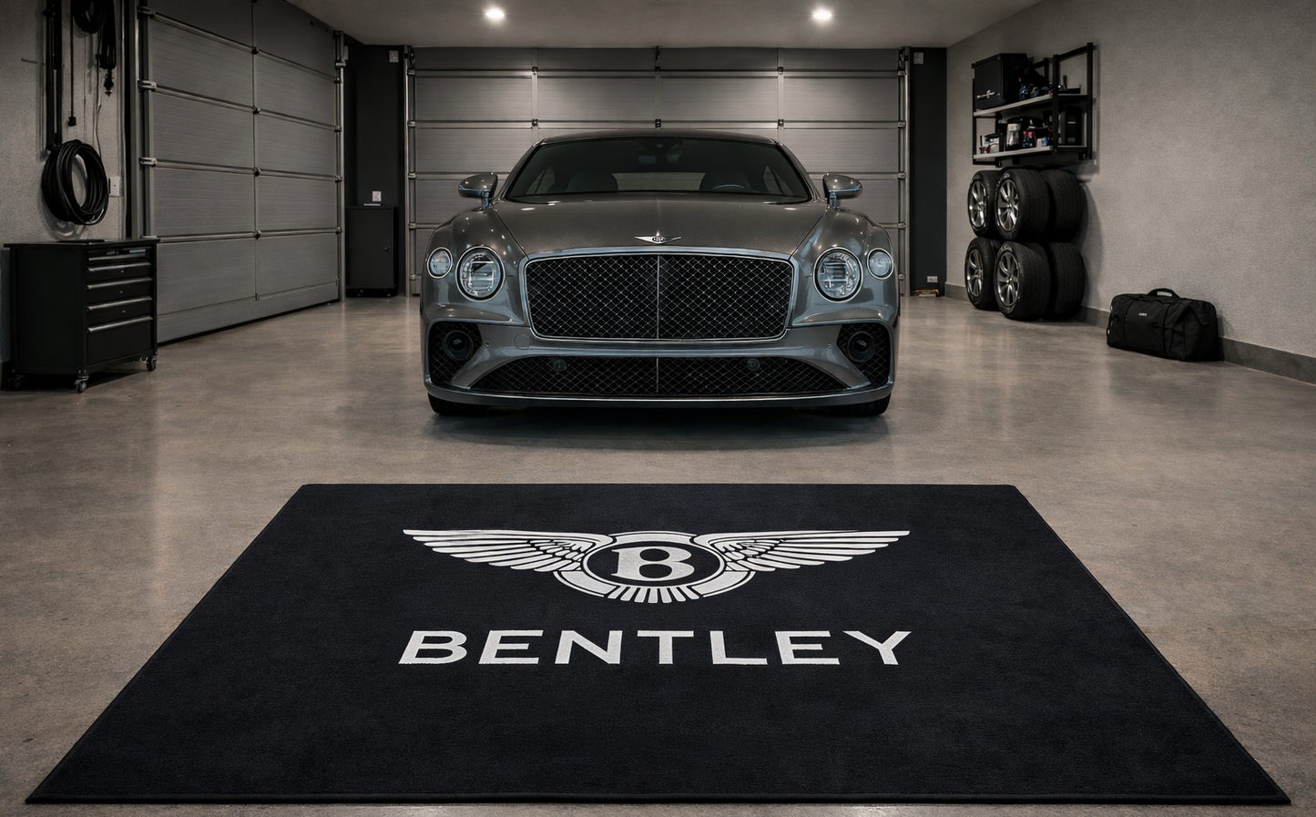 Bentley Garage Floor Mat 5x7 FT (60x87 Inches) Premium Showroom Rug & Wall Decor Luxury Racing Style