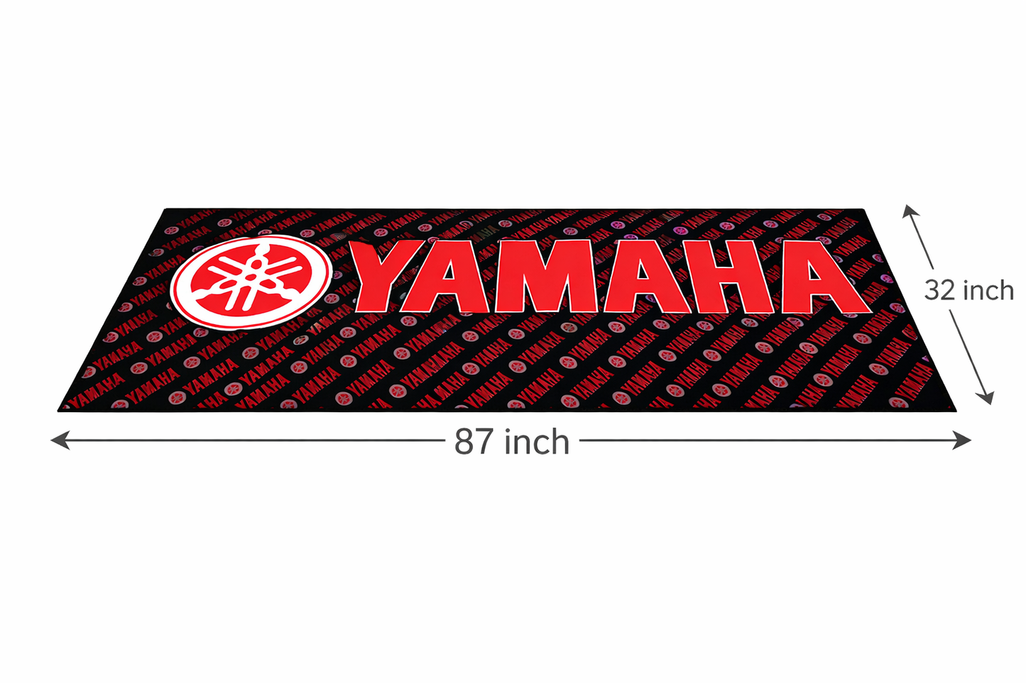Yamaha Motorcycle Garage Floor Mat 32x87 Inches Premium Showroom Rug & Wall Decor Racing Style Bike Carpet