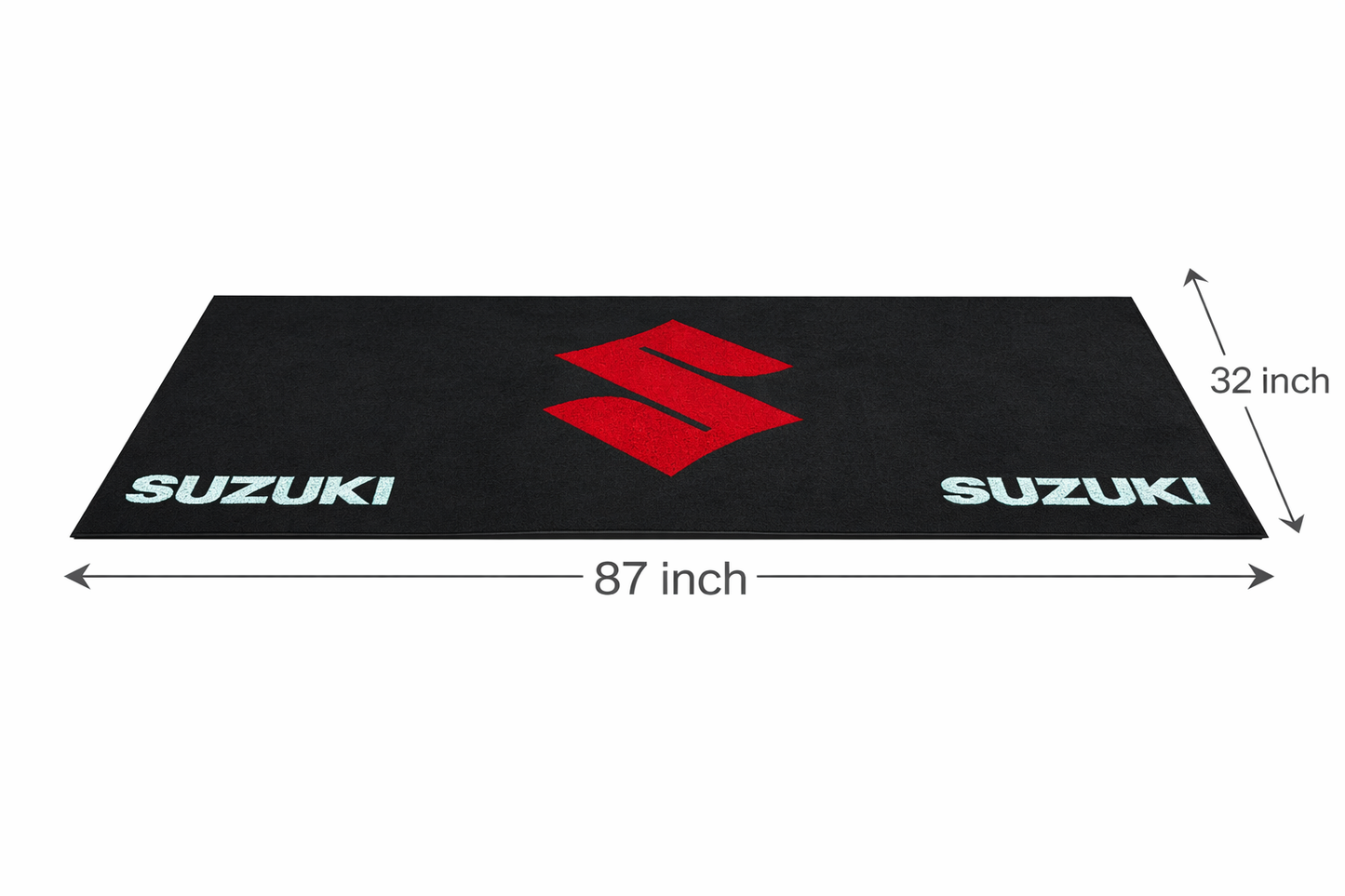 Suzuki Motorcycle Garage Floor Mat 32x87 Inches Premium Showroom Rug & Wall Decor Racing Style Bike Carpet