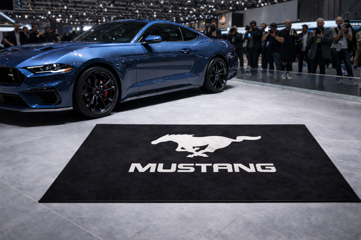 Mustang Garage Floor Mat 5x7 FT (60x87 Inches) Premium Showroom Rug & Wall Decor Luxury Racing Style