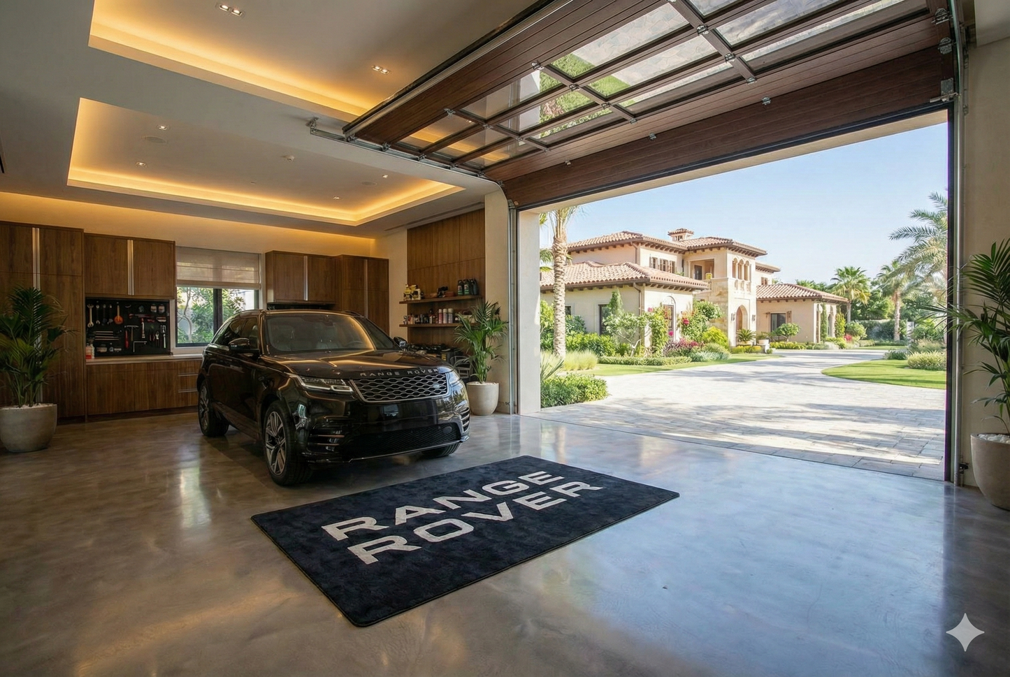 Range Rover Garage Floor Mat 5x7 FT (60x87 Inches) Premium Showroom Rug & Wall Decor Luxury Racing Style