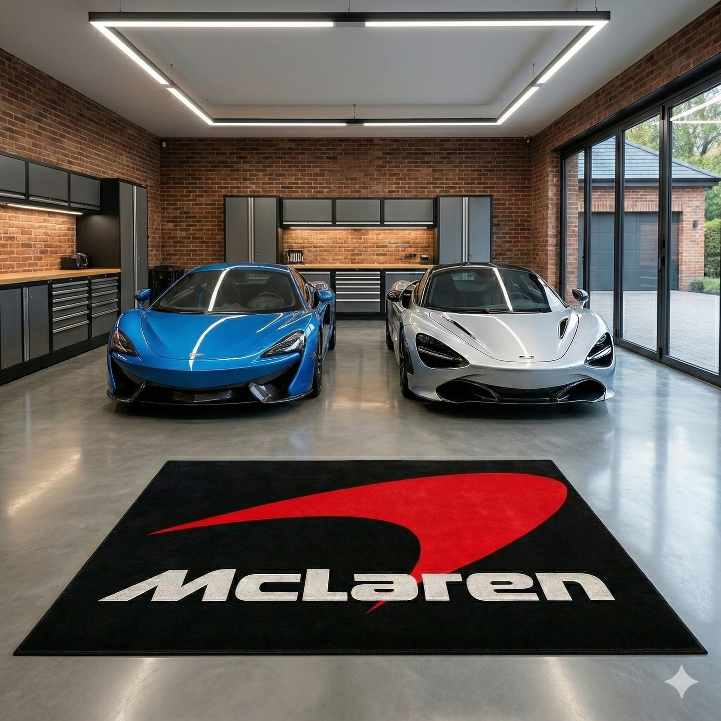 McLaren Garage Floor Mat 5x7 FT (60x87 Inches) Premium Showroom Rug & Wall Decor Luxury Racing Style