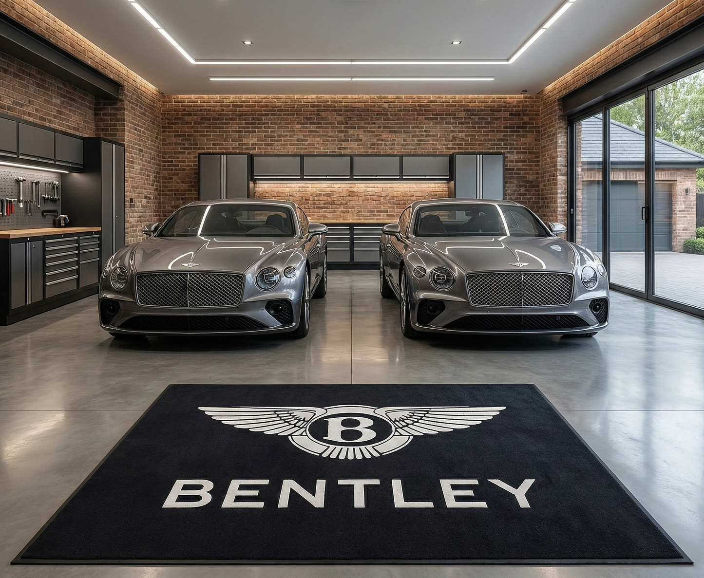 Bentley Garage Floor Mat 5x7 FT (60x87 Inches) Premium Showroom Rug & Wall Decor Luxury Racing Style