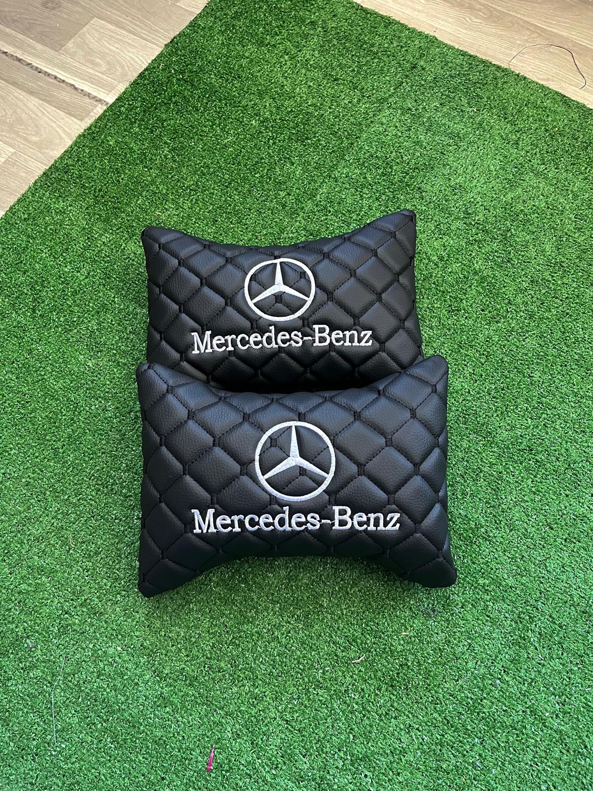 For Mercedes Benz Leather Neck Pillow (2 PCS)