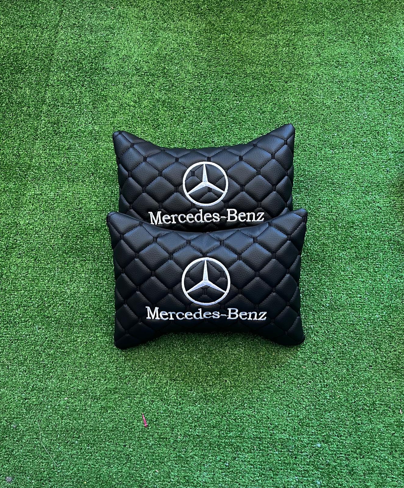 For Mercedes Benz Leather Neck Pillow (2 PCS)