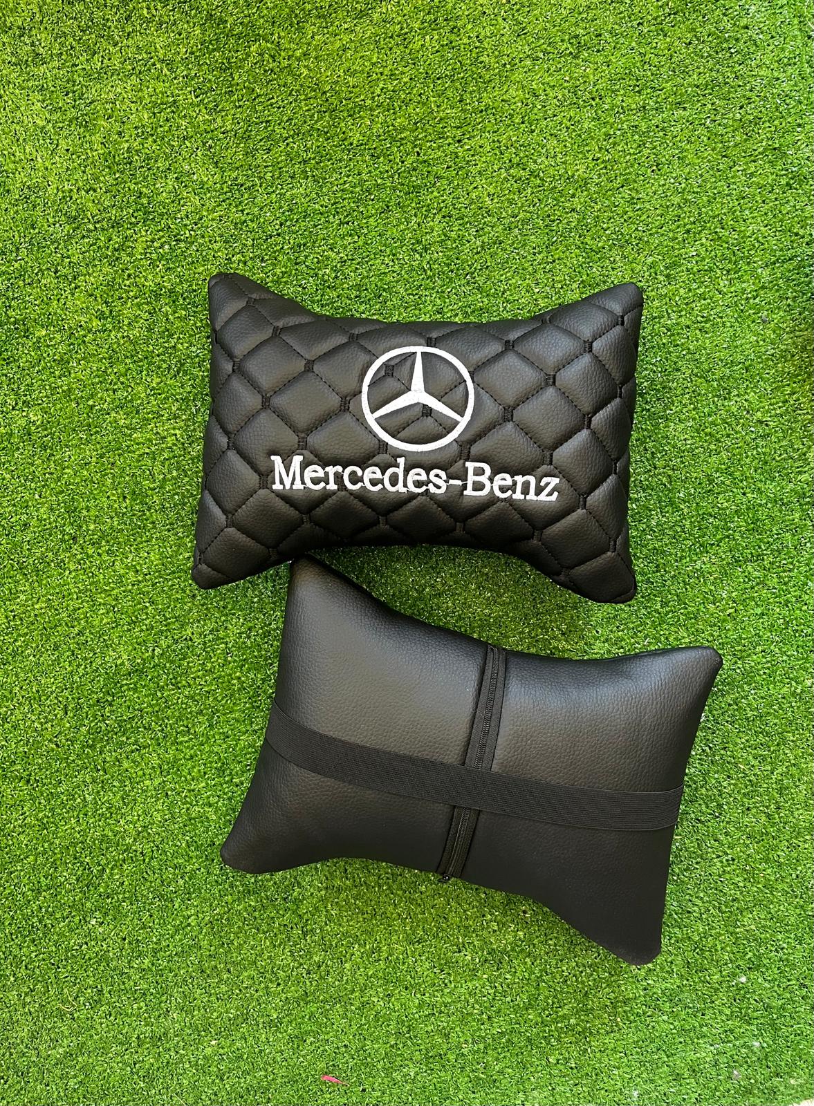 For Mercedes Benz Leather Neck Pillow (2 PCS)