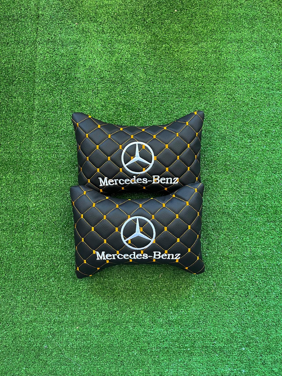 For Mercedes Benz Leather Neck Pillow (2 PCS)