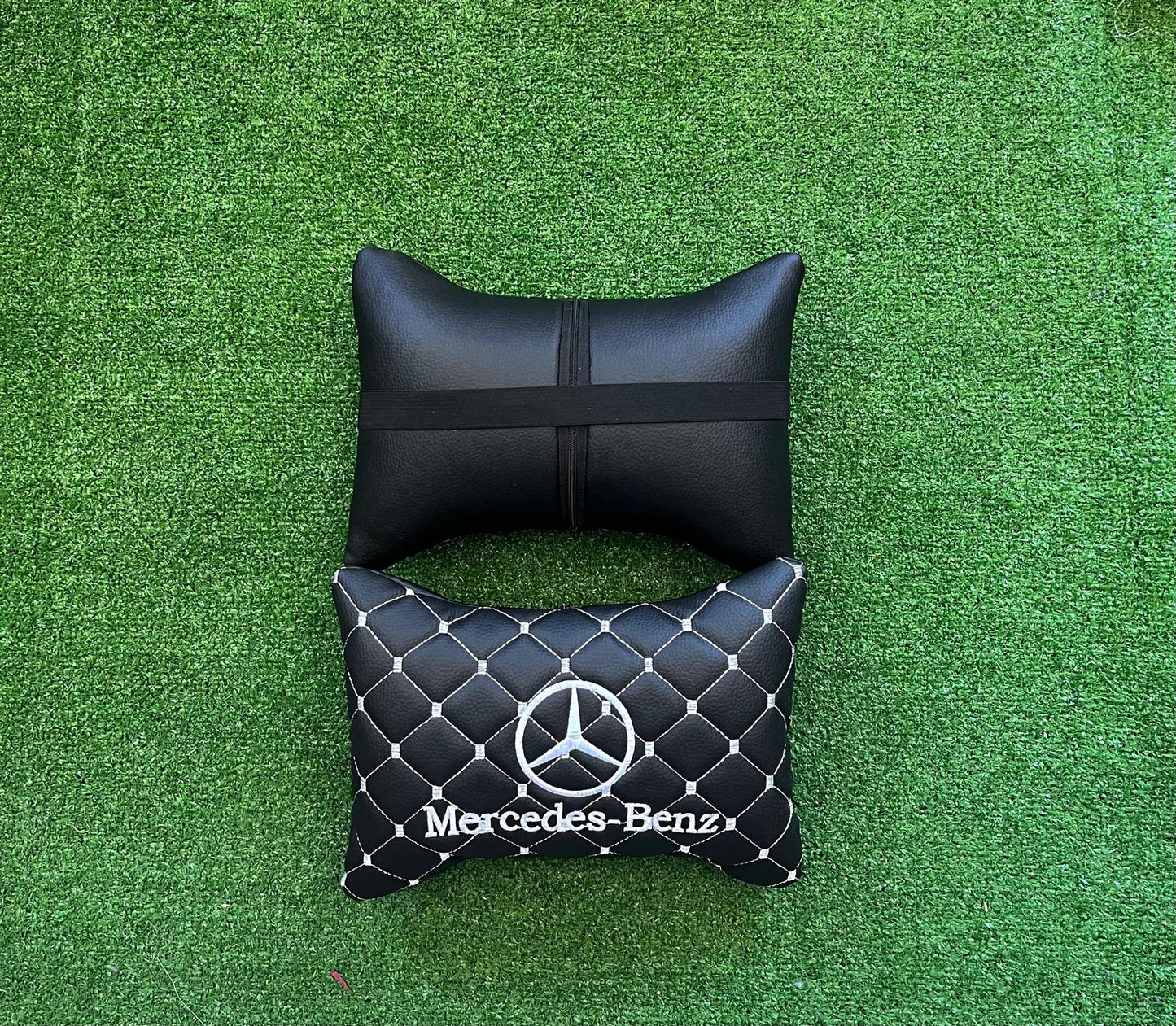For Mercedes Benz Leather Neck Pillow (2 PCS)