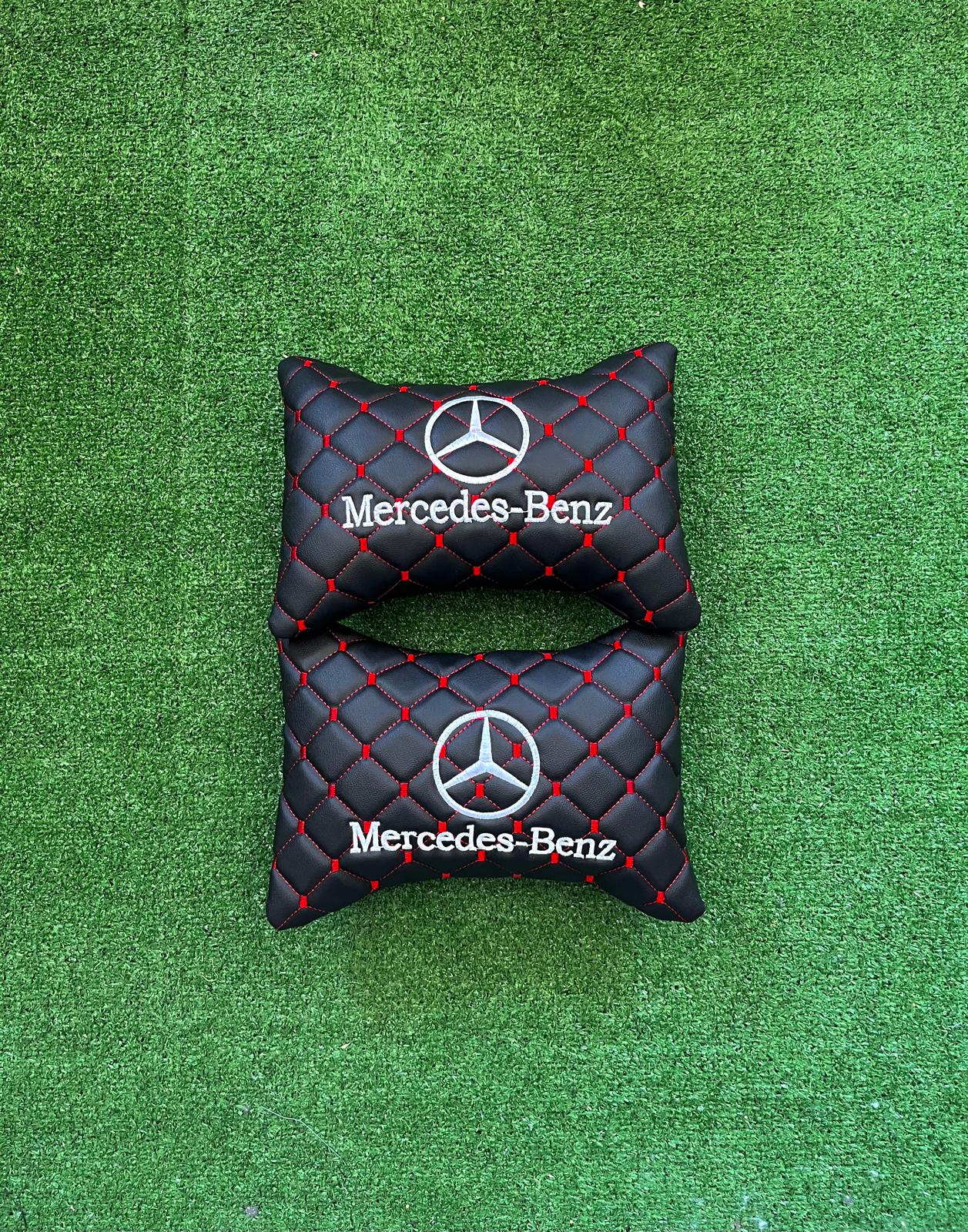 For Mercedes Benz Leather Neck Pillow (2 PCS)