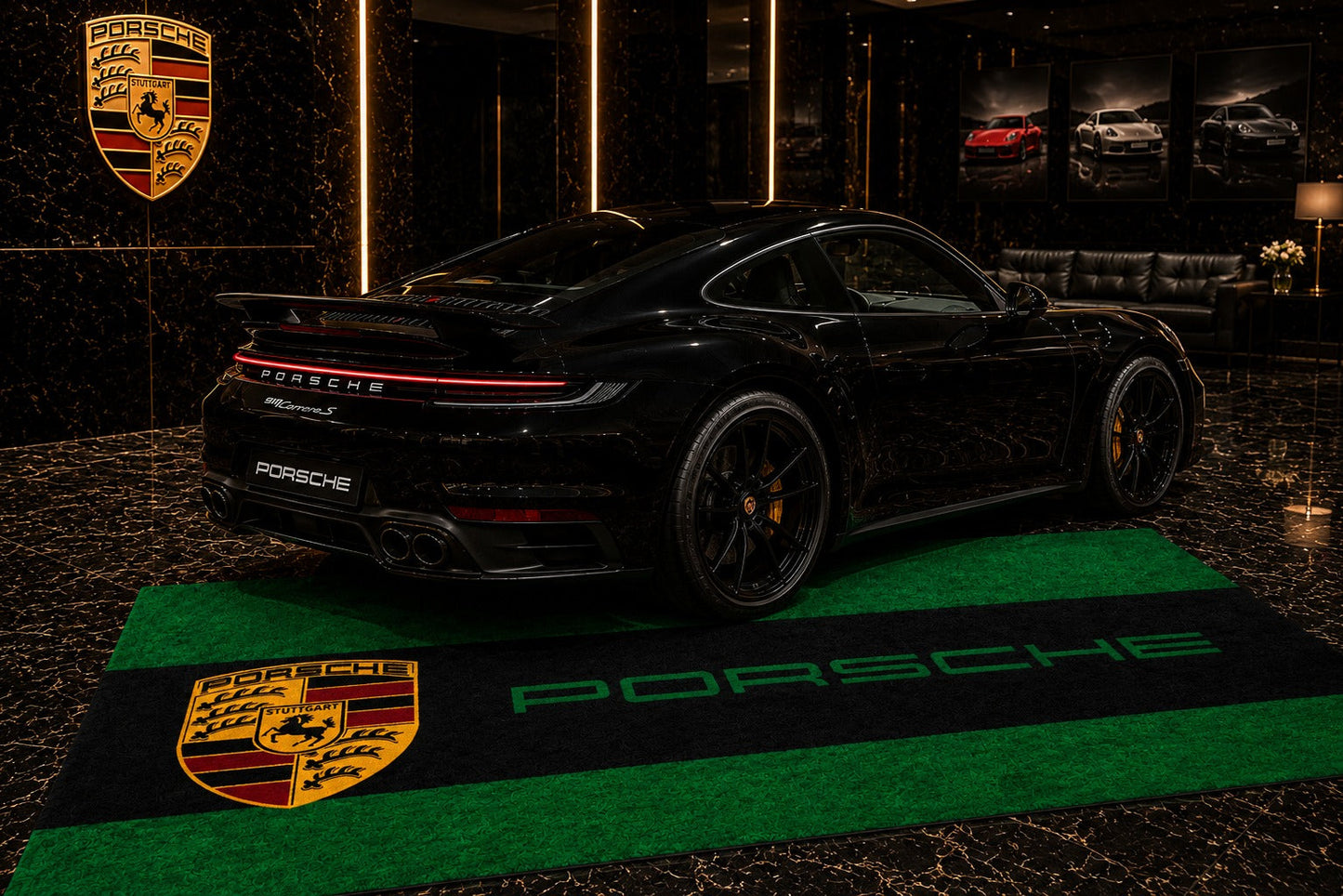 Porsche Garage Rug 5x7 FT (60x87 Inches) Premium Showroom Rug & Wall Decor Racing Style